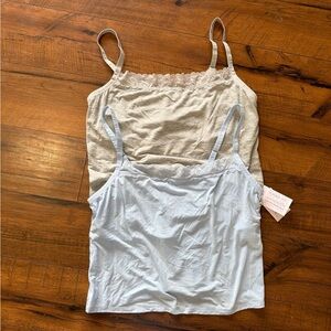 Auden Lace Trim Cami Tops - Gray and Light Blue